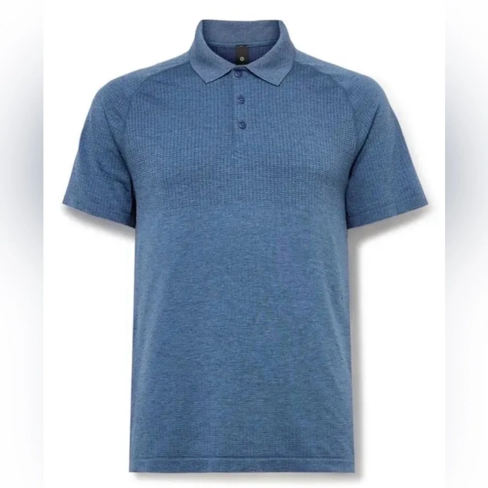 Lululemon Metal Vent Tech Polo Shirt Blue Heathered Men’s Large - Picture 2 of 8